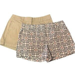 Loft Outlet Sz 4 Chino Shorts Bundle Of 2 Geometric Beige Summer Beach 4” Short